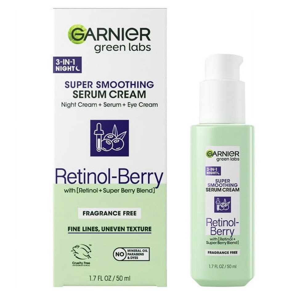 Garnier Green Labs Super Smoothing Retinol Berry Serum Cream, 1.7 fl oz